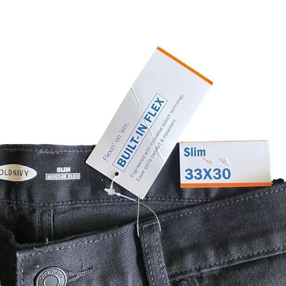 Old Navy built in flex slim black jeans w 33 l 30 NWT - Picture 4 of 6